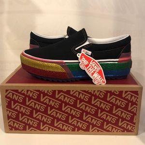 Vans slip on rainbow glitter platform sneaker